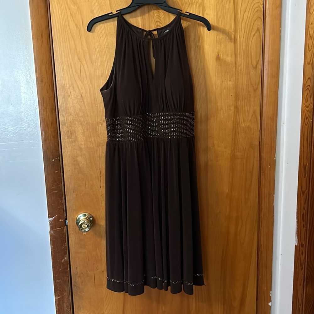 Strapless tie back halter top dress